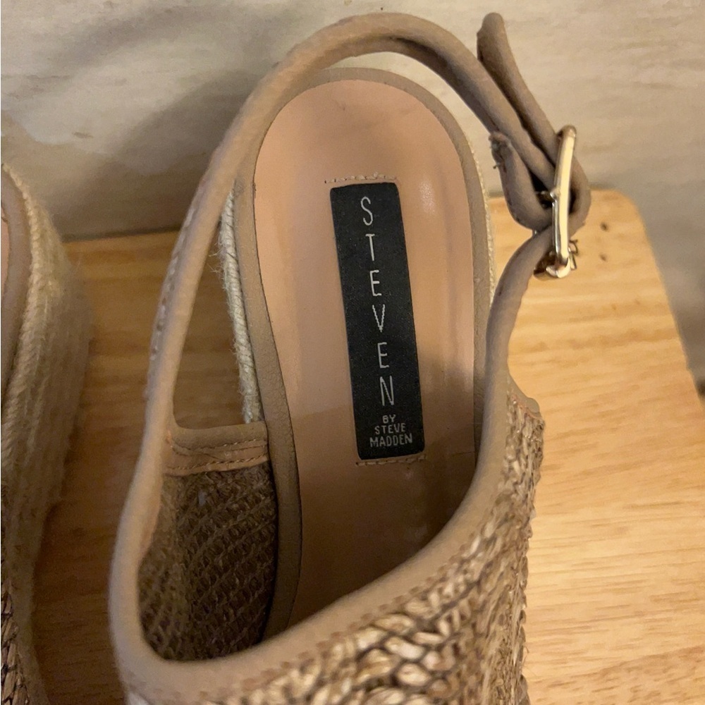 Steven By Steve Madden Courage Espadrille wedge Sandal Woven Raffia Material - Picture 11 of 13